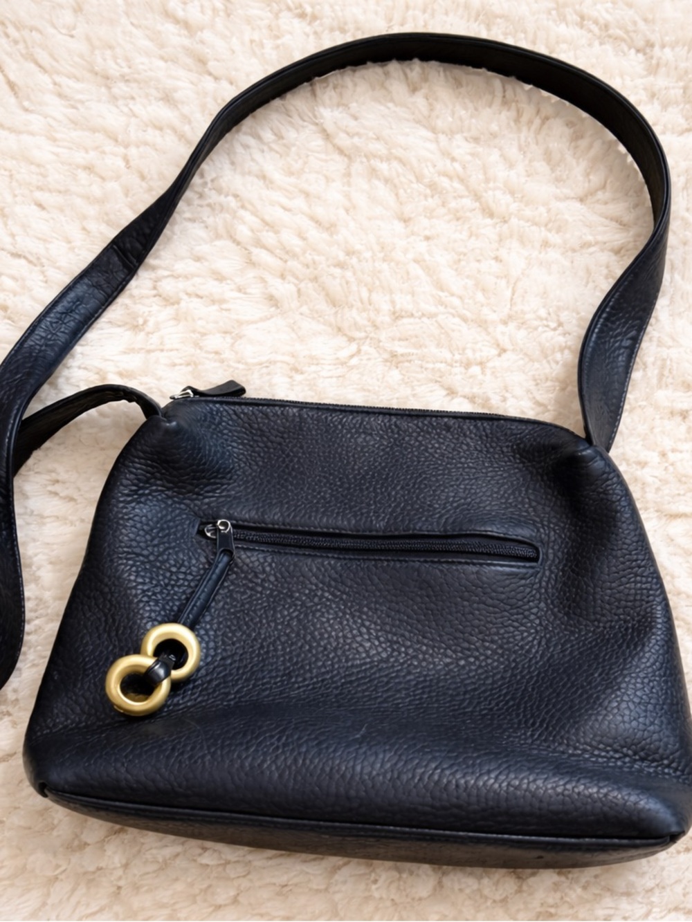 Vintage Lord & Taylor Leather Shoulder Bag Black Minimal Classic 12x9